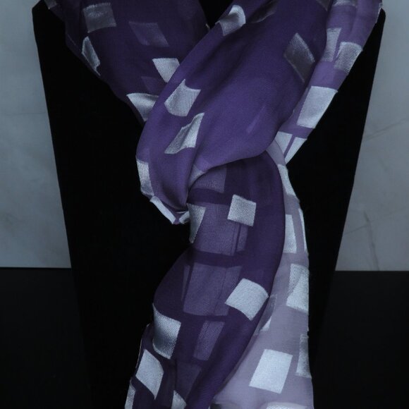 Handmade Dark Purple Silk Scarf - Picture 4 of 7